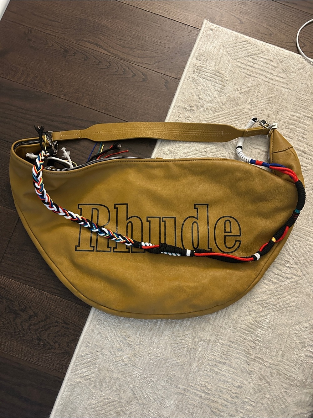RHUDE Logo Shoulder Bag with Braided Strap